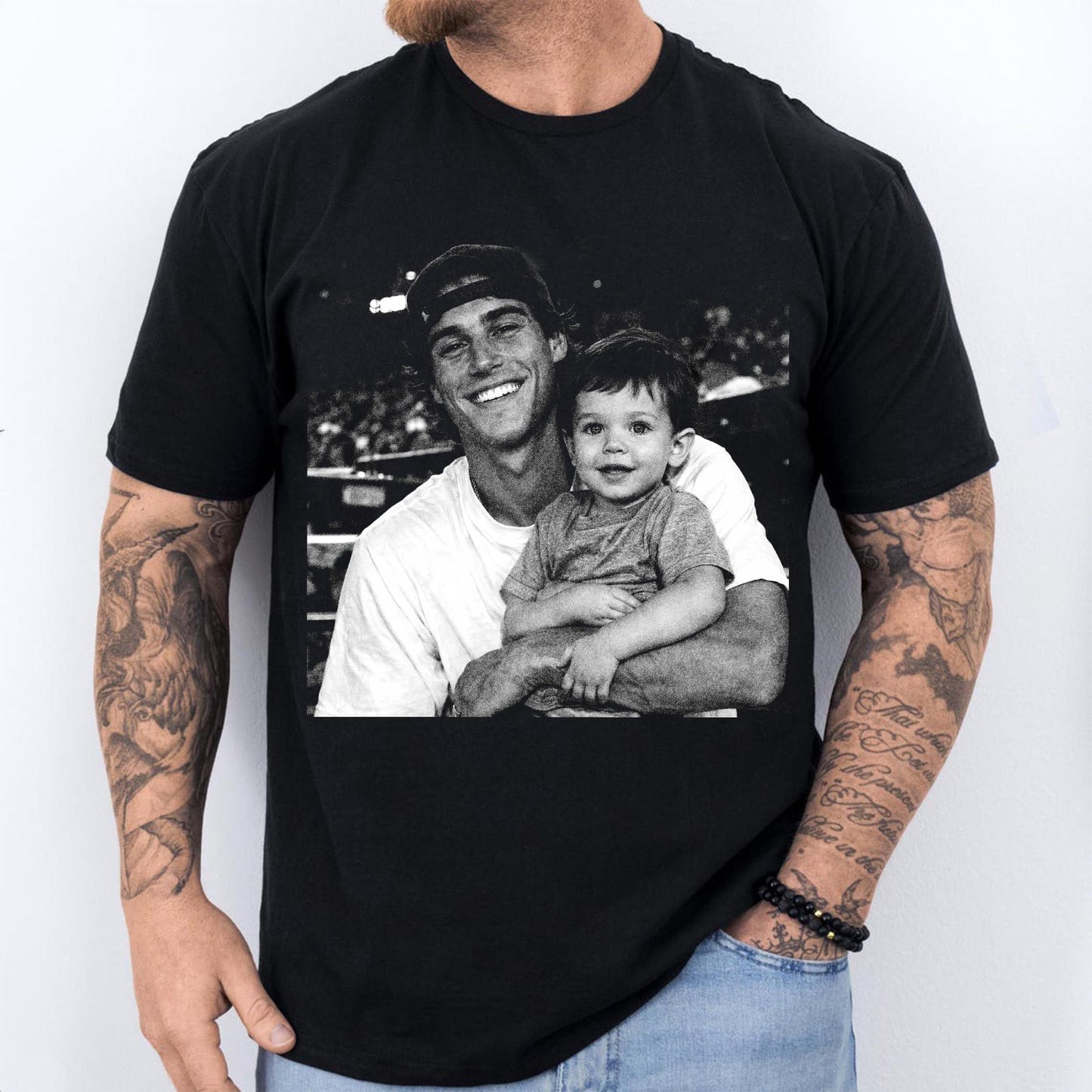 Custom Photo Dad Line Art Shirt, Father's Day Minimalist Portrait Tee
