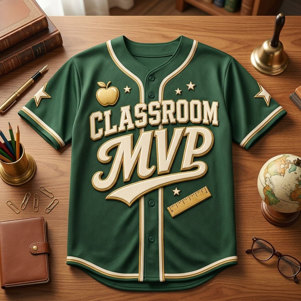 Personalized Classroom MVP Teacher Baseball Jersey, Custom Name Teacher All Star Jersey