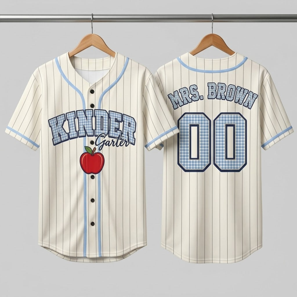 Kinder Garter Teacher Baseball Jersey - Personalized Back To School Jersey