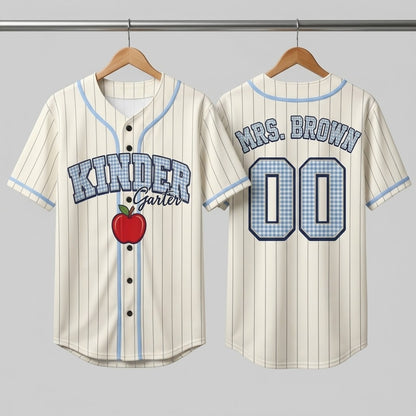 Kinder Garter Teacher Baseball Jersey - Personalized Back To School Jersey