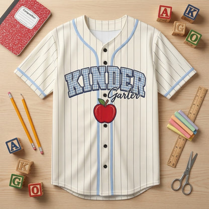 Kinder Garter Teacher Baseball Jersey - Personalized Back To School Jersey