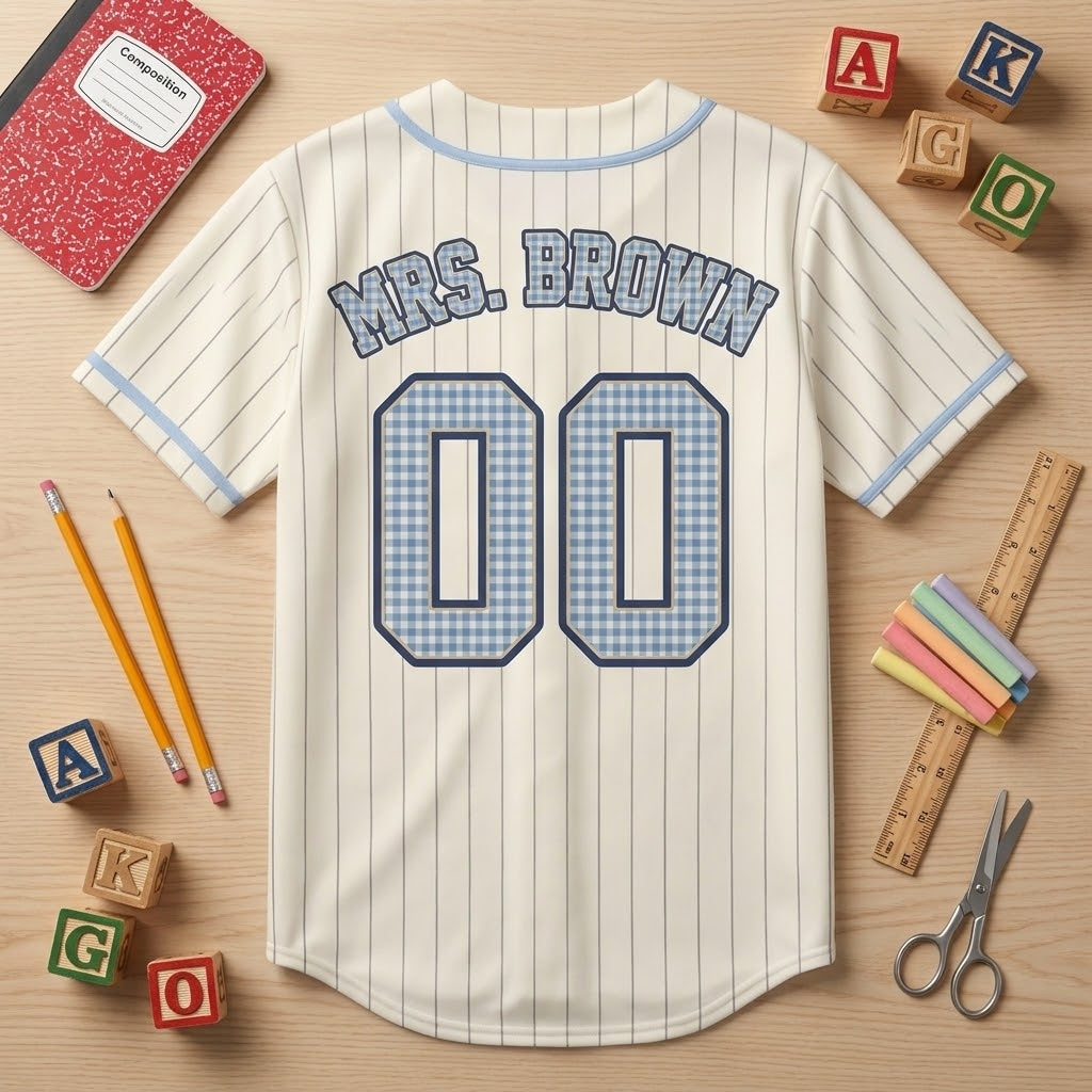 Kinder Garter Teacher Baseball Jersey - Personalized Back To School Jersey