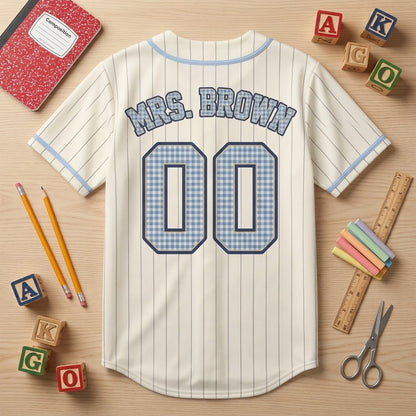 Kinder Garter Teacher Baseball Jersey - Personalized Back To School Jersey