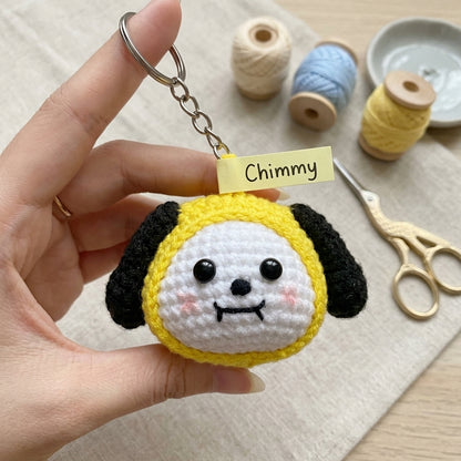 Handmade Crochet Character Keychain, Cute Amigurumi Bag Charm, Kawaii Plush Backpack Accessory, Gift for K-Pop Fans