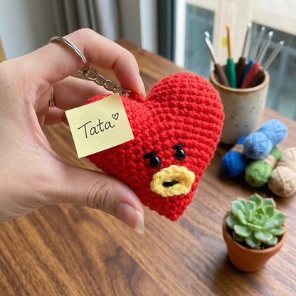 Handmade Crochet Character Keychain, Cute Amigurumi Bag Charm, Kawaii Plush Backpack Accessory, Gift for K-Pop Fans