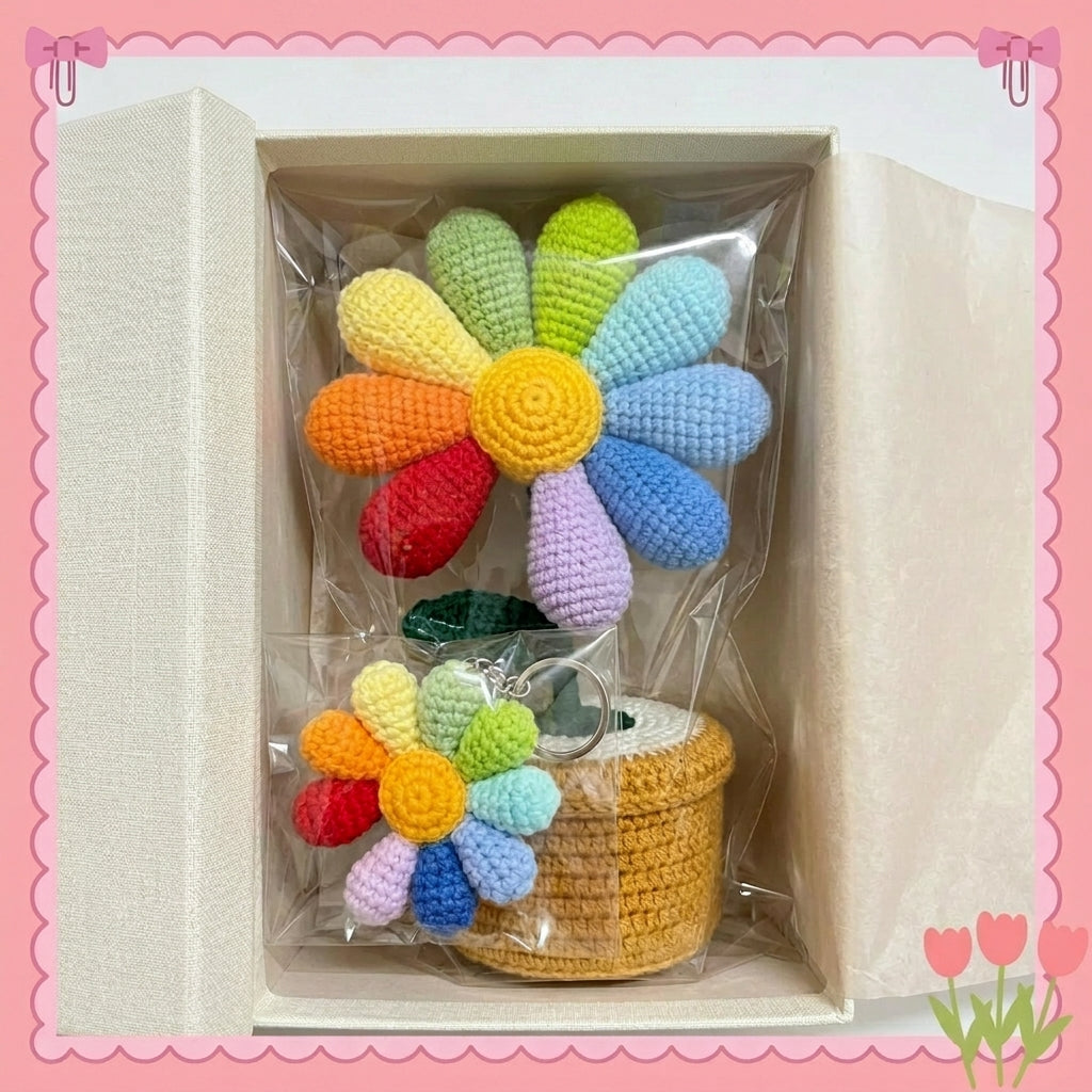 Handmade Crochet Daisy Keychain, Cute Flower Bag Charm, Aesthetic Knit Daisybong Keyring, Kawaii Backpack Accessory Gift