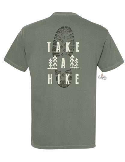 take a hike shirt, comfort colors graphic tee, hiking boot tshirt, outdoor adventure trail tree unisex t-shirt with saying, gift for dad