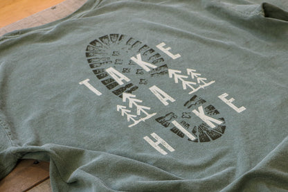 take a hike shirt, comfort colors graphic tee, hiking boot tshirt, outdoor adventure trail tree unisex t-shirt with saying, gift for dad