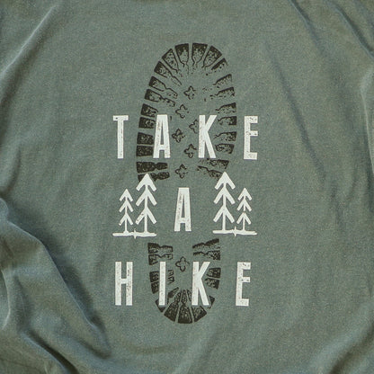 take a hike shirt, comfort colors graphic tee, hiking boot tshirt, outdoor adventure trail tree unisex t-shirt with saying, gift for dad