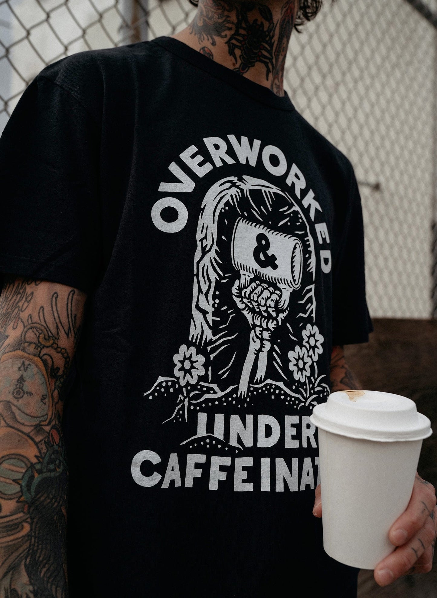 Over Worked Under Caffeinated Tee | Coffee T-shirt | Co Worker Gift | Caffeine | Best Coffee Shirt
