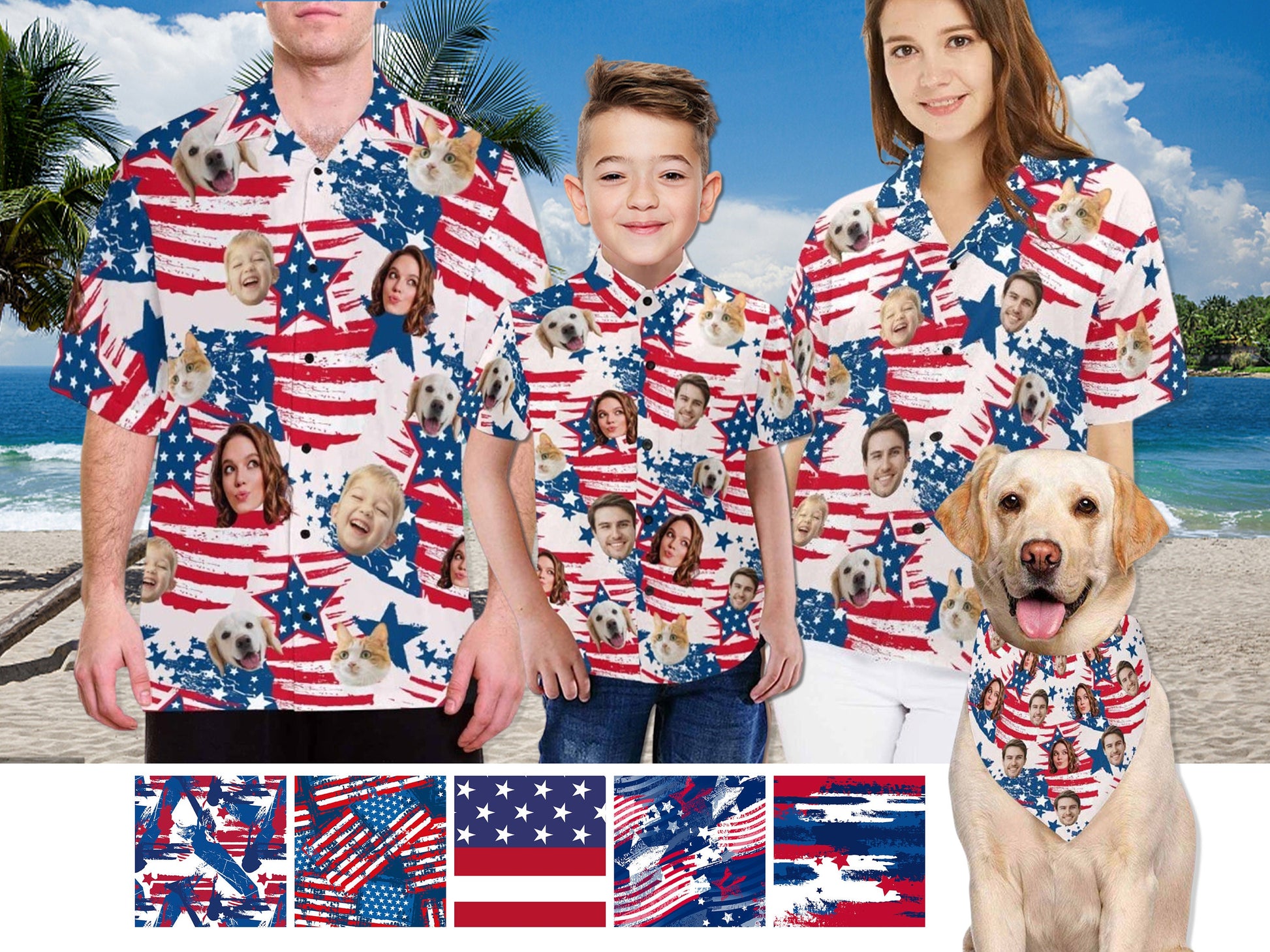 Custom Face Hawaiian Shirt: Patriotic 4th July Gift