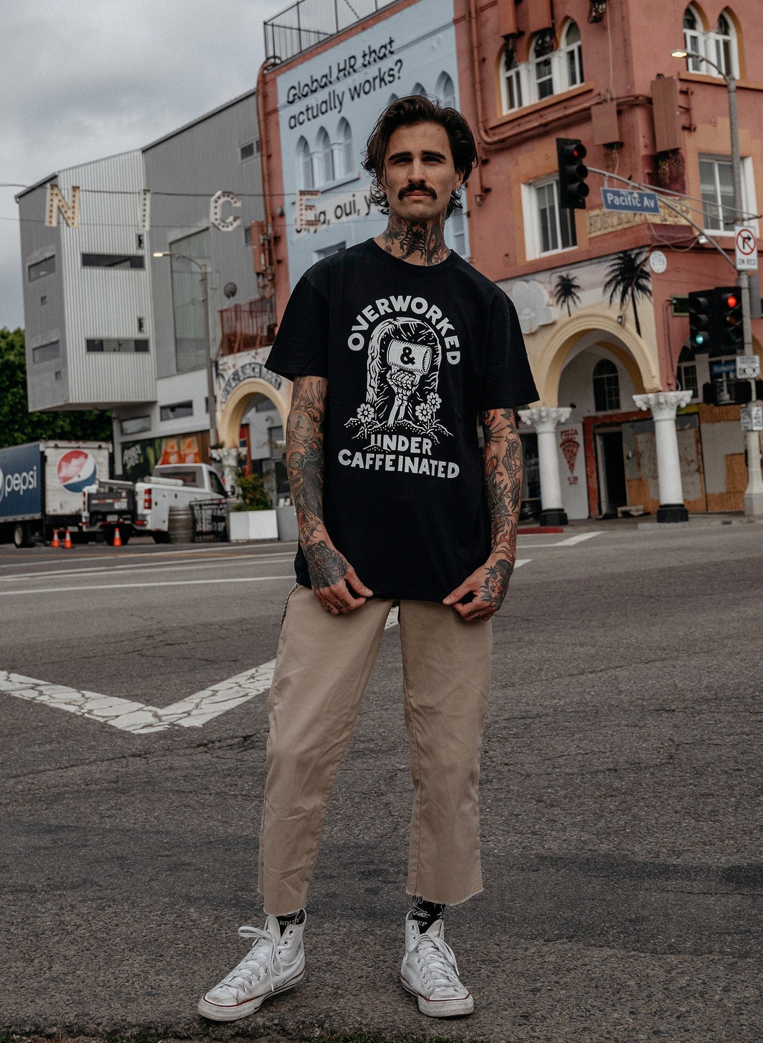 Over Worked Under Caffeinated Tee | Coffee T-shirt | Co Worker Gift | Caffeine | Best Coffee Shirt