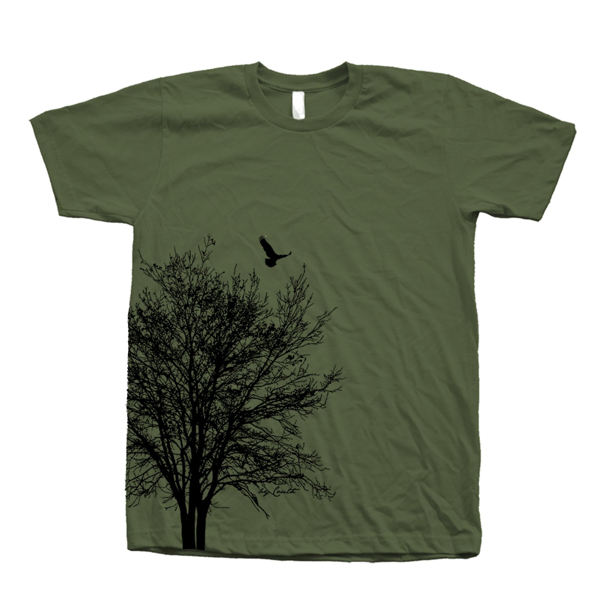 Tree & Bird Graphic T-Shirt: Unisex 100% Cotton Summer Shirt