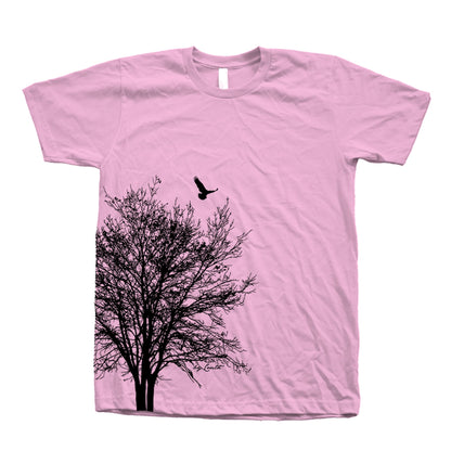 Tree & Bird Graphic T-Shirt: Unisex 100% Cotton Summer Shirt