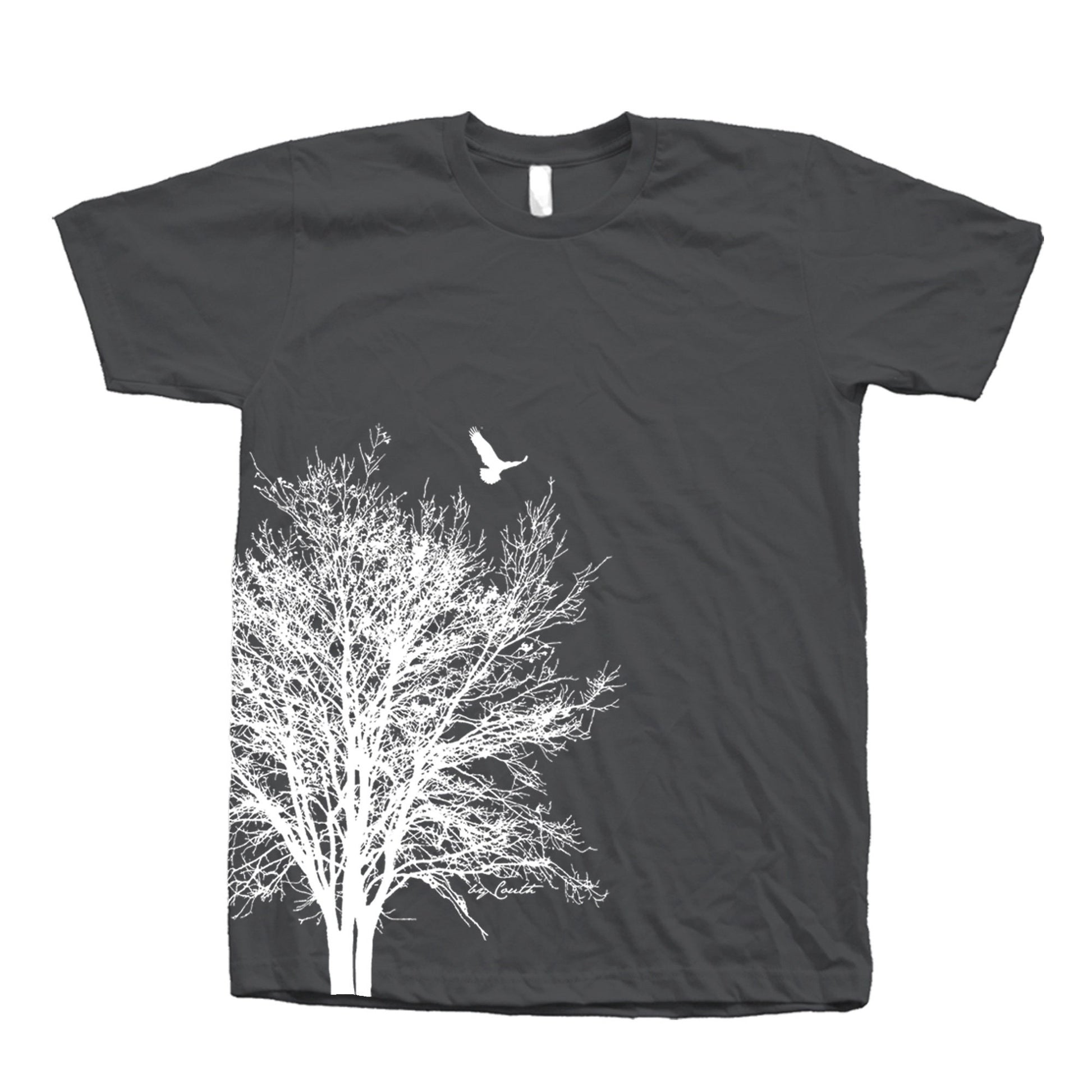 Tree & Bird Graphic T-Shirt: Unisex 100% Cotton Summer Shirt
