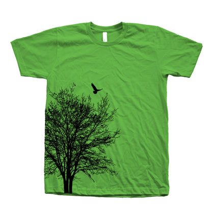 Tree & Bird Graphic T-Shirt: Unisex 100% Cotton Summer Shirt