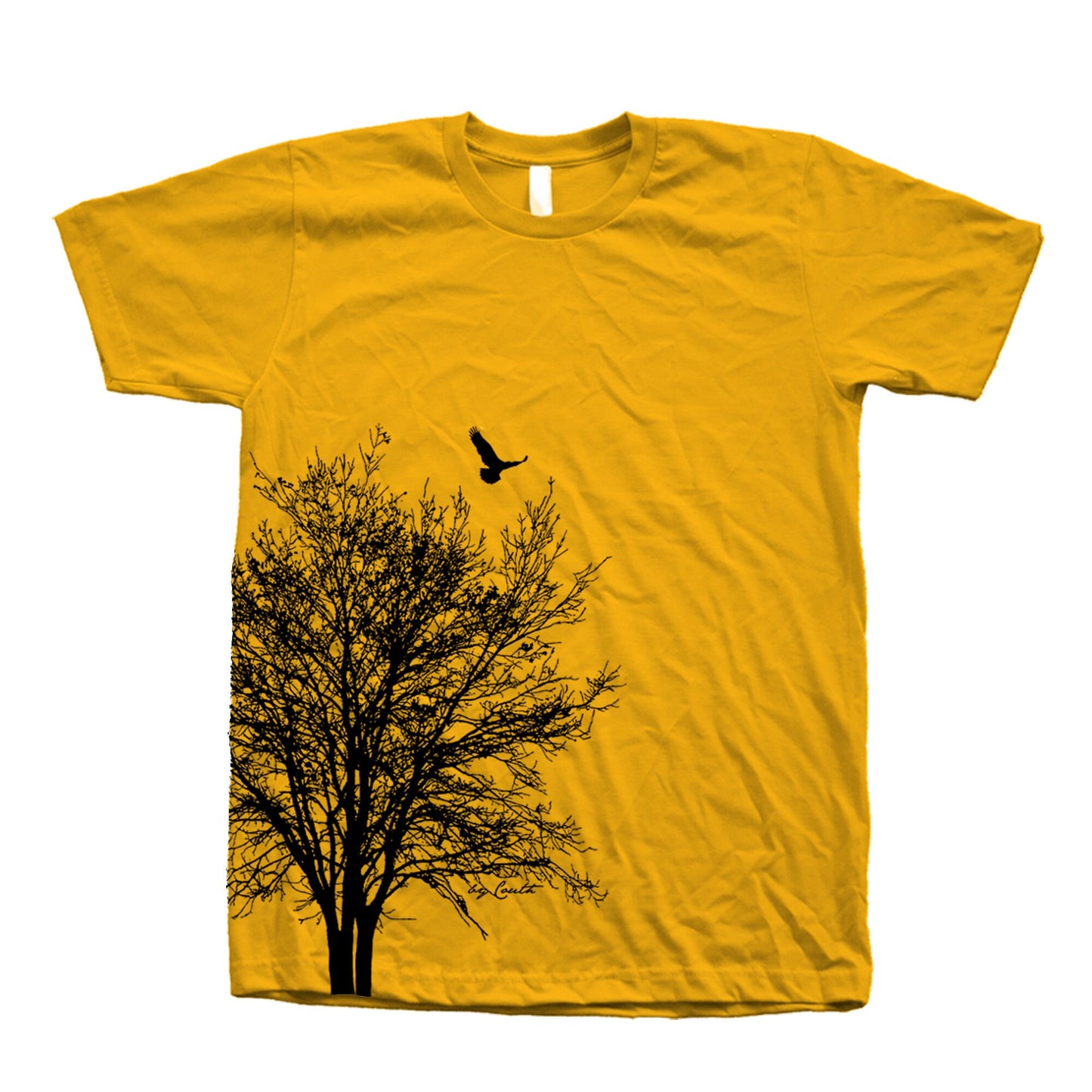 Tree & Bird Graphic T-Shirt: Unisex 100% Cotton Summer Shirt