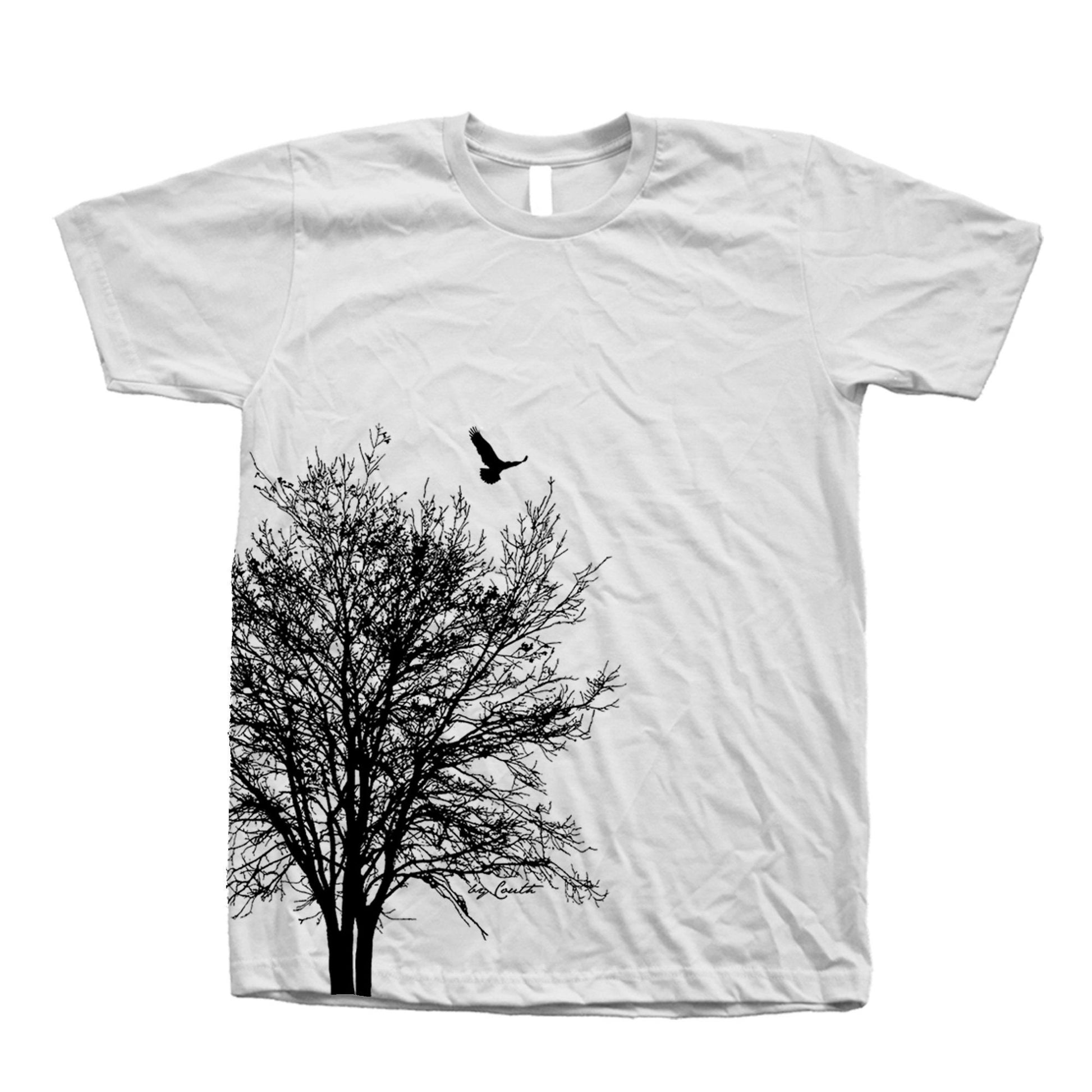 Tree & Bird Graphic T-Shirt: Unisex 100% Cotton Summer Shirt