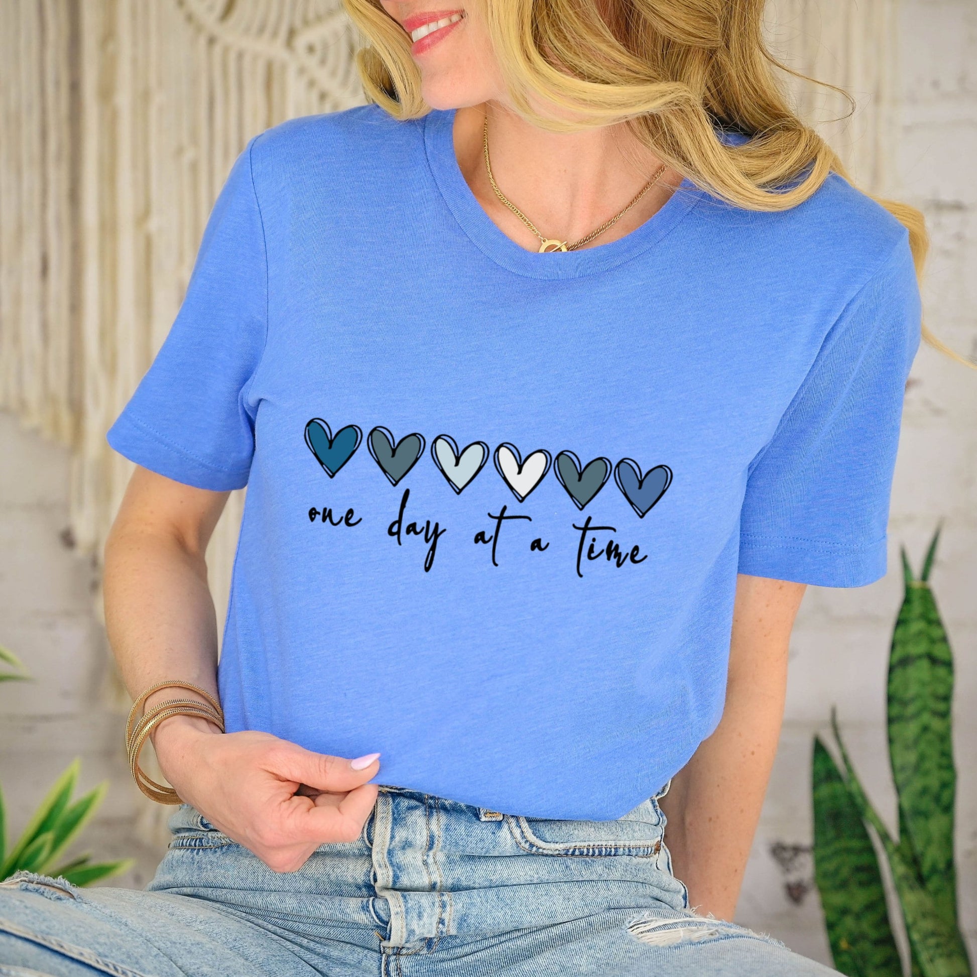 One Day At A Time Shirt, Hearts Mental Health Tee, Inspirational Gift