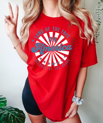 Comfort Colors Retro America Shirt, America The Beautiful, 4th Of July Shirt, Fourth Of July, Patriotic USA Gift, Unisex Graphic Tee