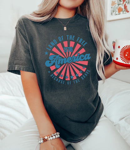 Comfort Colors Retro America Shirt, America The Beautiful, 4th Of July Shirt, Fourth Of July, Patriotic USA Gift, Unisex Graphic Tee