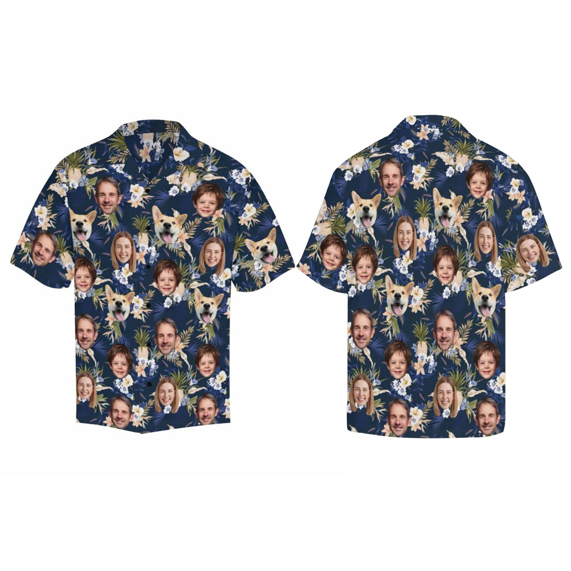 Custom Picture Face Hawaiian Shirt: Personalized Photo Floral Aloha Shirt, Dad Family Matching Shirts