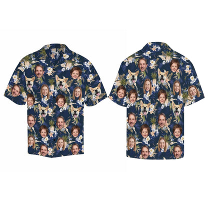 Custom Picture Face Hawaiian Shirt: Personalized Photo Floral Aloha Shirt, Dad Family Matching Shirts