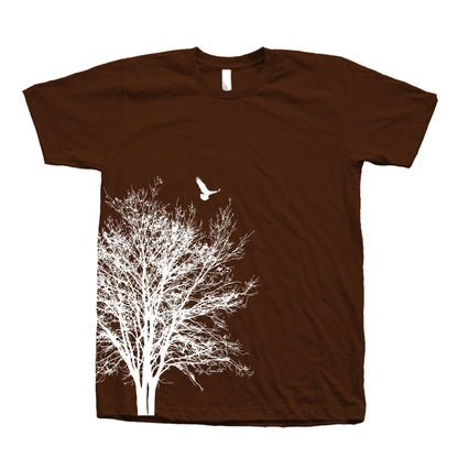 Tree & Bird Graphic T-Shirt: Unisex 100% Cotton Summer Shirt