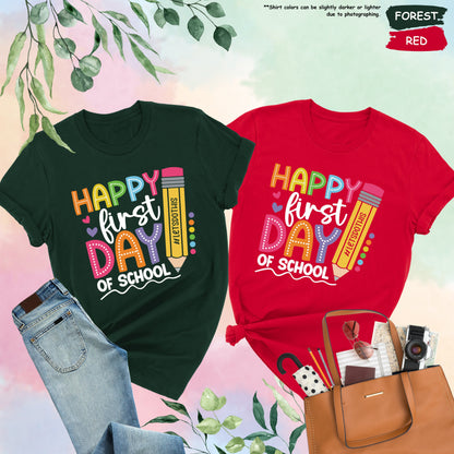 Happy First Day of School Shirt, 1st Day Of School Shirt, Hello School Shirt, Back To School Shirt, Gift for Teacher, Teacher Life Shirt