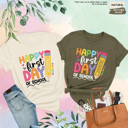 Happy First Day of School Shirt, 1st Day Of School Shirt, Hello School Shirt, Back To School Shirt, Gift for Teacher, Teacher Life Shirt