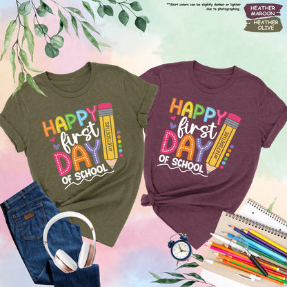 Happy First Day of School Shirt, 1st Day Of School Shirt, Hello School Shirt, Back To School Shirt, Gift for Teacher, Teacher Life Shirt