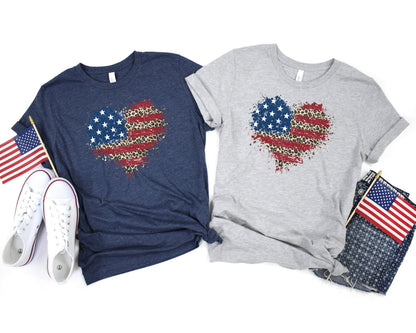 American Flag Heart Shirt, American Flag Shirt, Patriotic USA Tee, 4th of July Shirt, Women's American Flag Shirt, July 4th Shirt