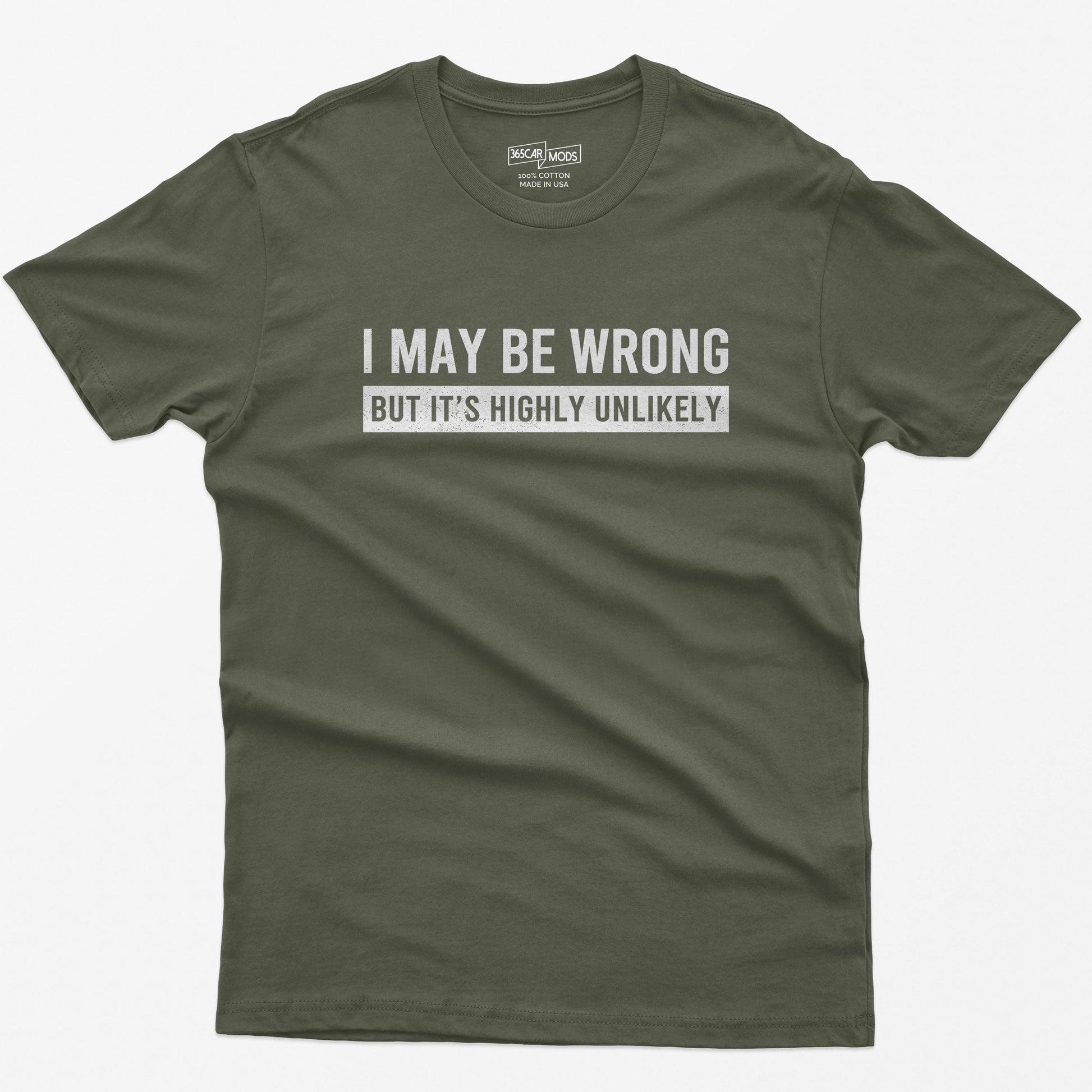 Funny Saying Shirt: I May Be Wrong But It's Highly Unlikely