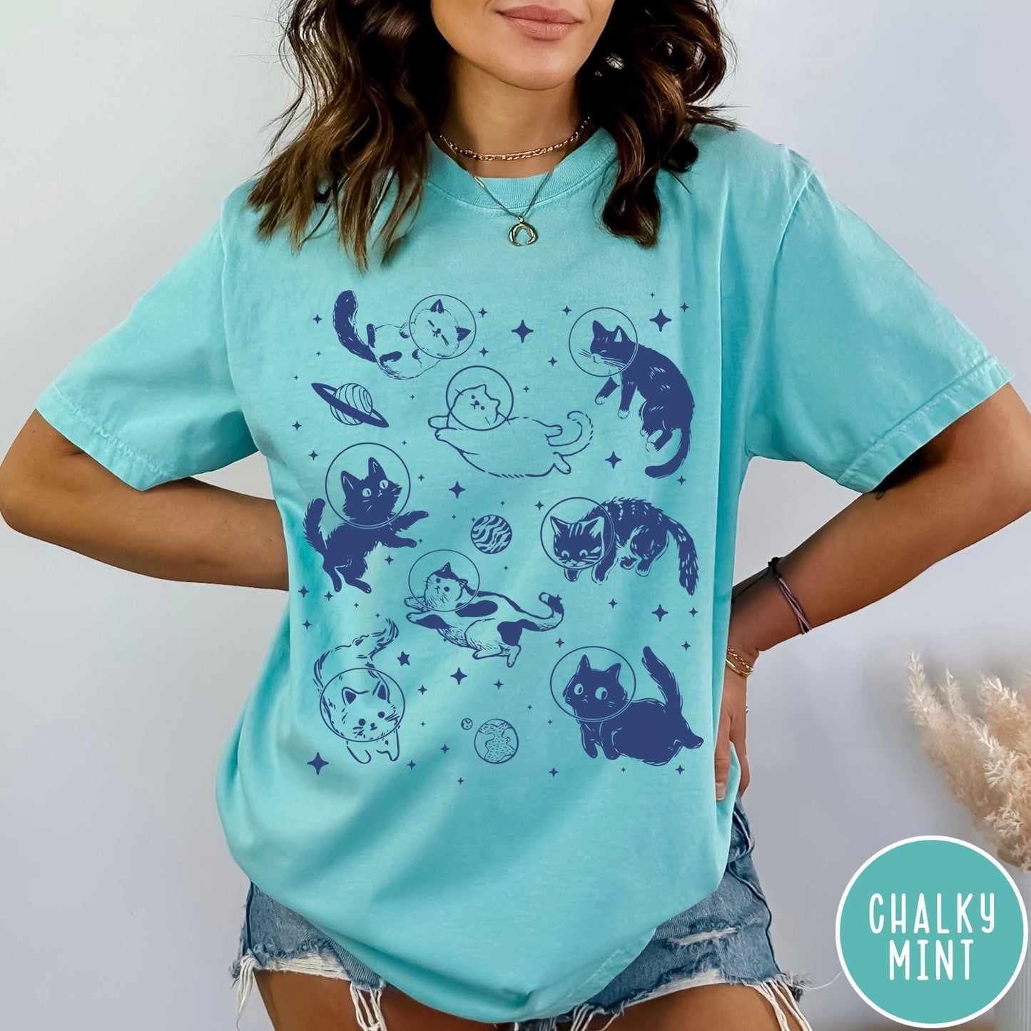 Cats in Space Comfort Colors® Shirt, Funny Cat Tshirt, Oversized Shirt, Aesthetic Graphic Retro Vintage T Shirt, Cat Lover Gift, Cat Tee