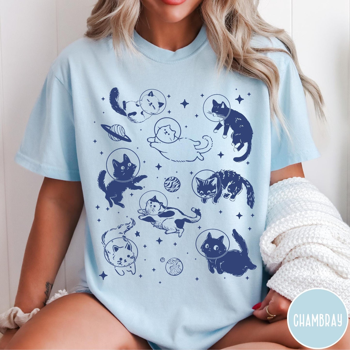 Cats in Space Comfort Colors® Shirt, Funny Cat Tshirt, Oversized Shirt, Aesthetic Graphic Retro Vintage T Shirt, Cat Lover Gift, Cat Tee