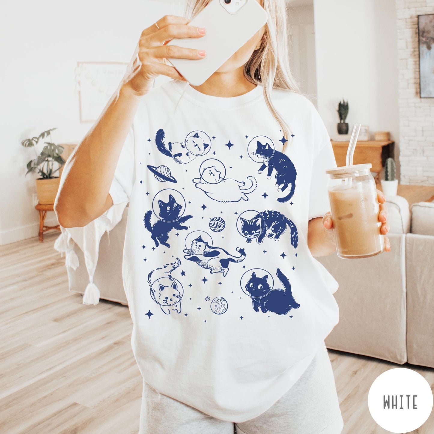 Cats in Space Comfort Colors® Shirt, Funny Cat Tshirt, Oversized Shirt, Aesthetic Graphic Retro Vintage T Shirt, Cat Lover Gift, Cat Tee