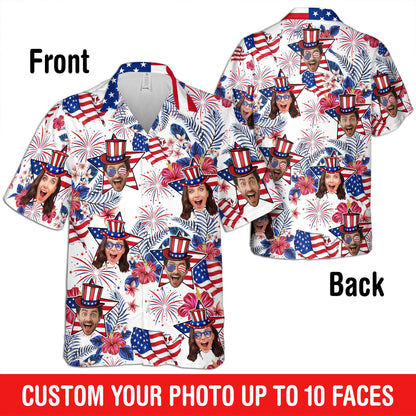 Custom Face American Hawaiian Shirt, Funny Photo Independence Day Shirt, America Aloha Shirt, 4th of July Gift Patriotic, 250th Anniversary