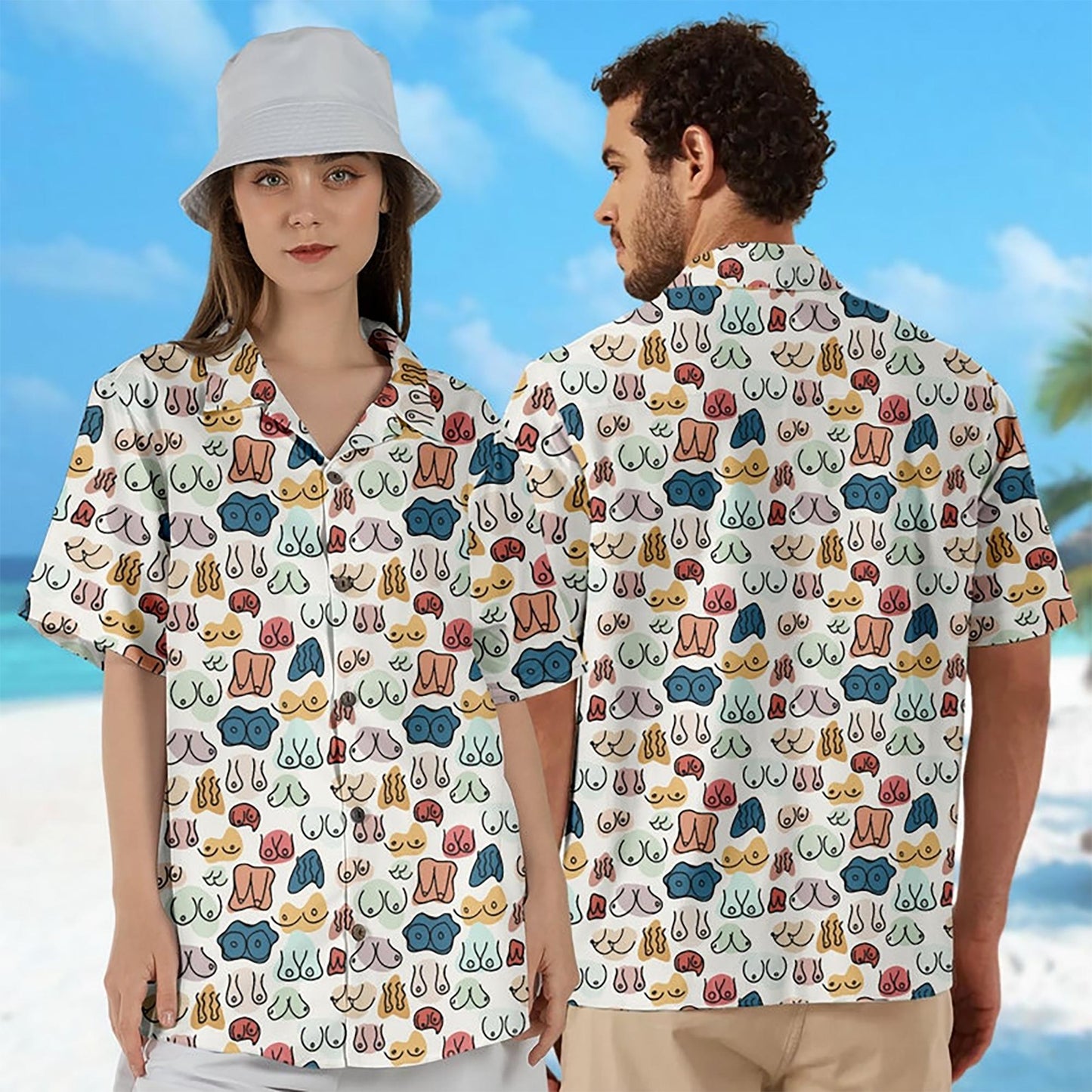 Funny Hawaiian Pattern Button Up, Novelty Beach Wear, Summer Vacation Outfit, Casual Party Top, Mens Tropical Clothing