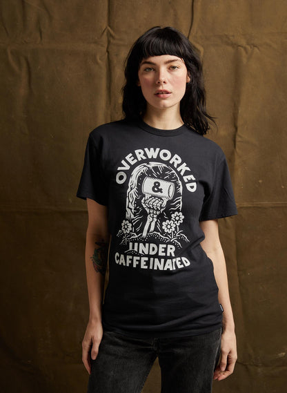 Over Worked Under Caffeinated Tee | Coffee T-shirt | Co Worker Gift | Caffeine | Best Coffee Shirt