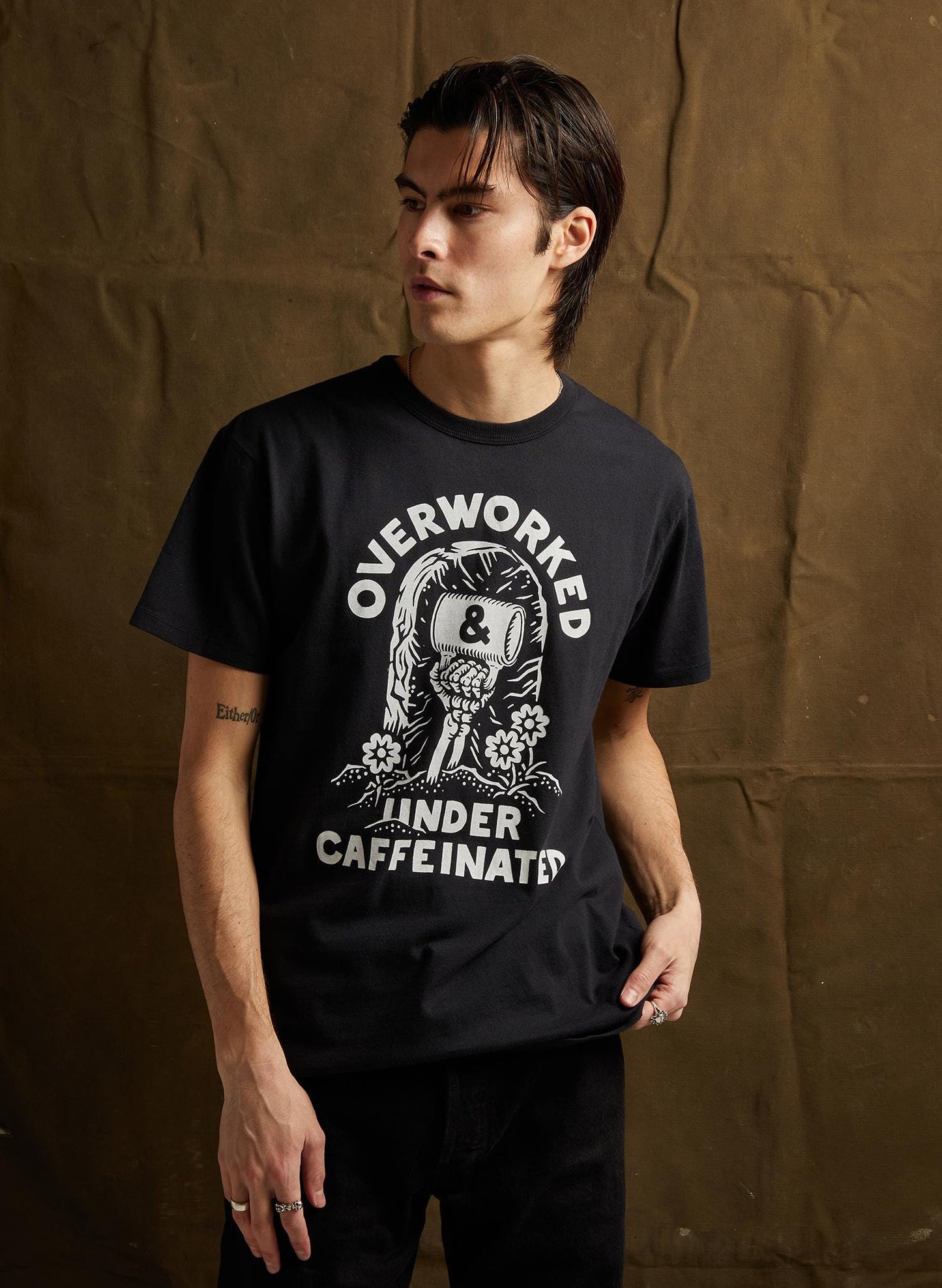 Over Worked Under Caffeinated Tee | Coffee T-shirt | Co Worker Gift | Caffeine | Best Coffee Shirt