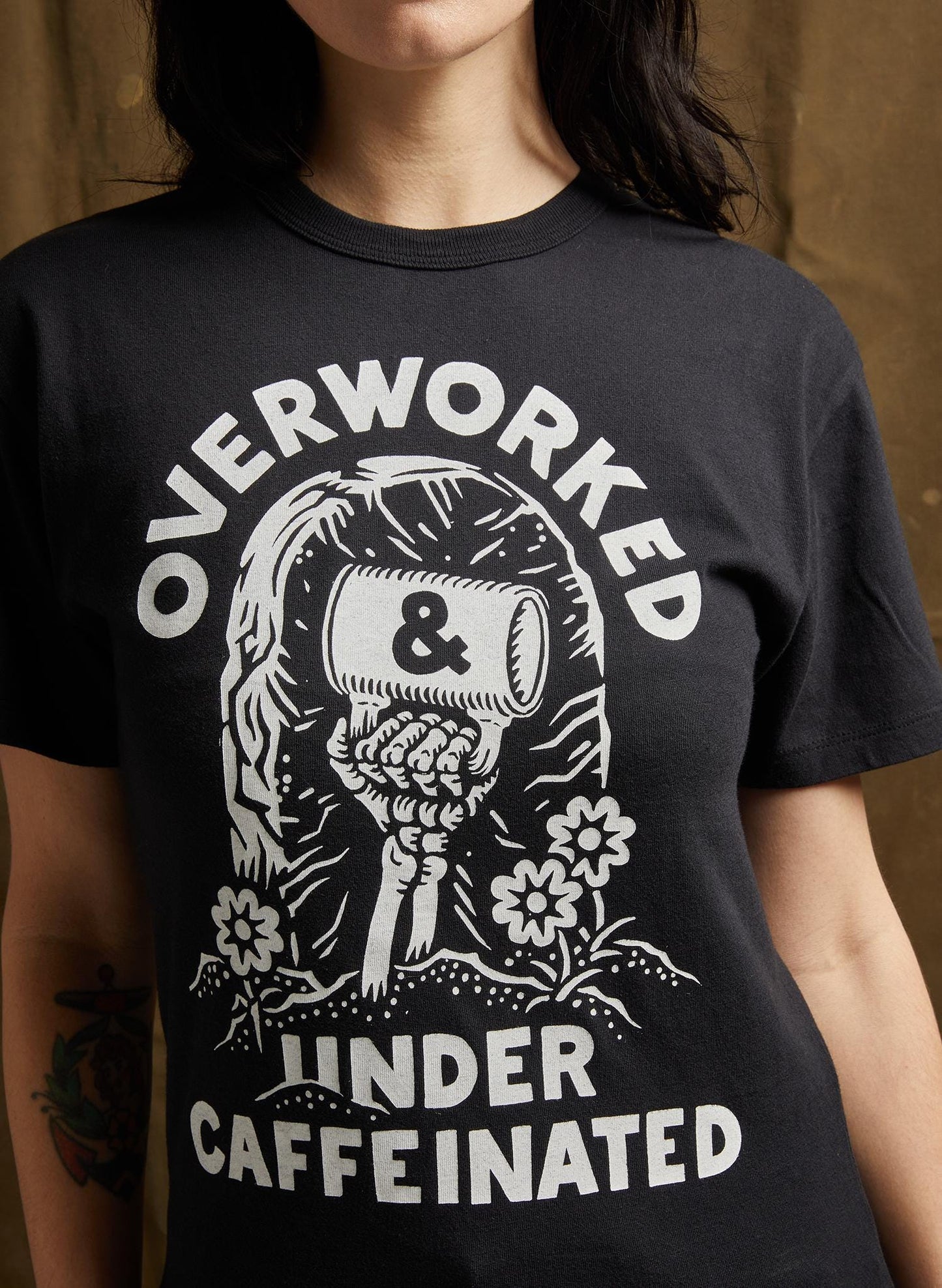 Over Worked Under Caffeinated Tee | Coffee T-shirt | Co Worker Gift | Caffeine | Best Coffee Shirt