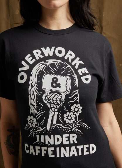 Over Worked Under Caffeinated Tee | Coffee T-shirt | Co Worker Gift | Caffeine | Best Coffee Shirt