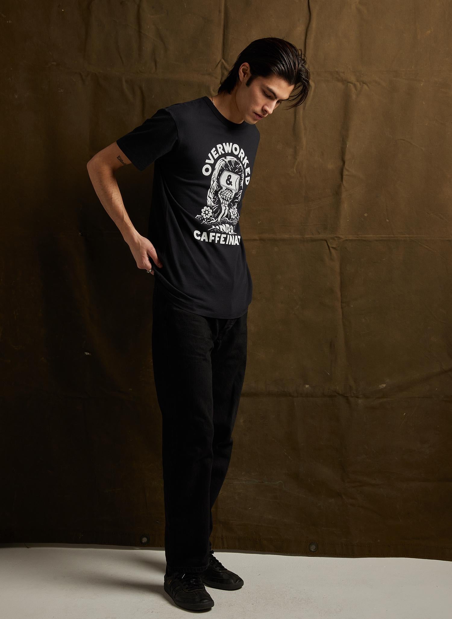 Over Worked Under Caffeinated Tee | Coffee T-shirt | Co Worker Gift | Caffeine | Best Coffee Shirt