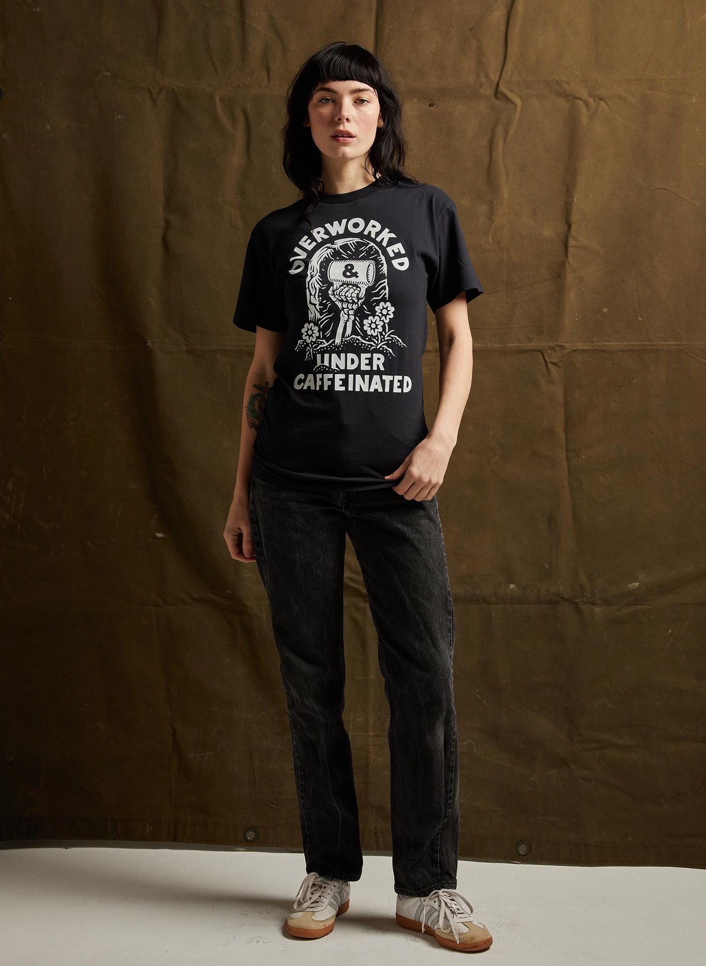 Over Worked Under Caffeinated Tee | Coffee T-shirt | Co Worker Gift | Caffeine | Best Coffee Shirt
