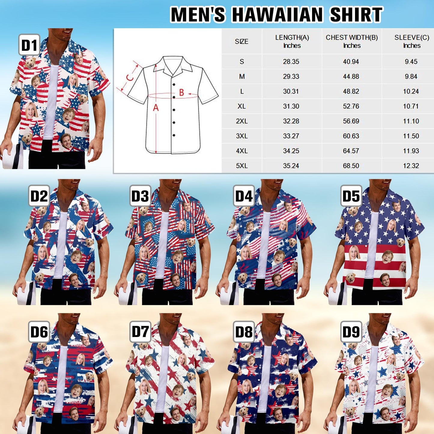 Custom Face Hawaiian Shirt: Patriotic 4th July Gift