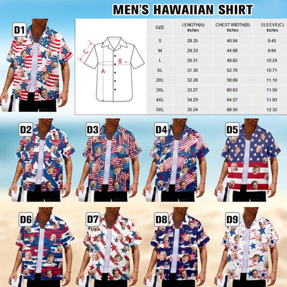 Custom Face Hawaiian Shirt: Patriotic 4th July Gift