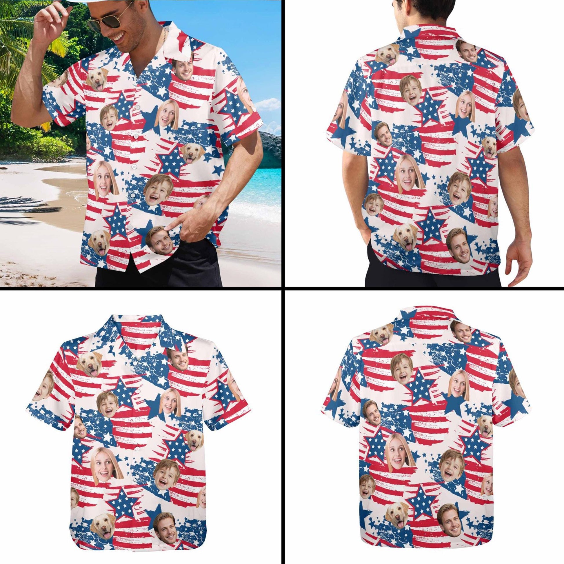 Custom Face Hawaiian Shirt: Patriotic 4th July Gift