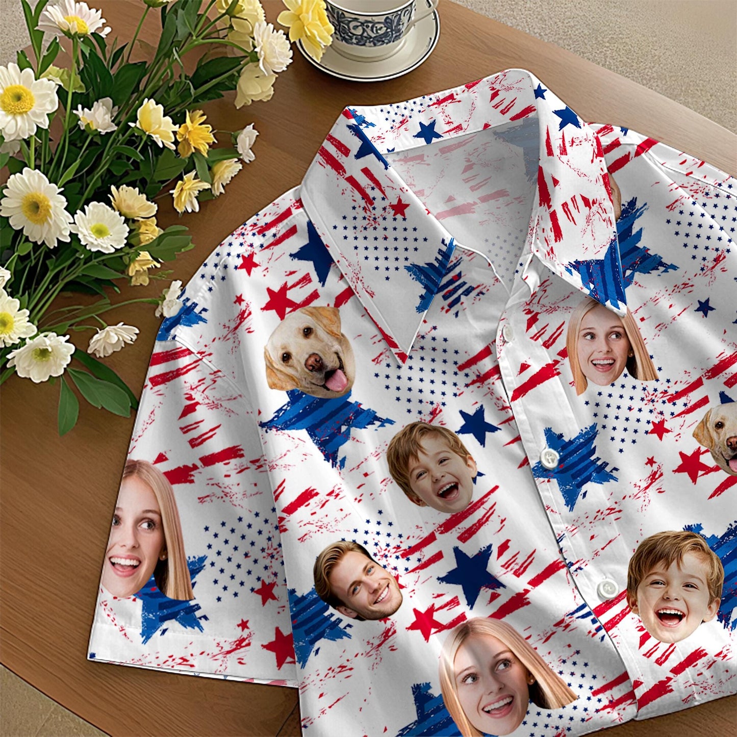 Custom Face Hawaiian Shirt: Patriotic 4th July Gift