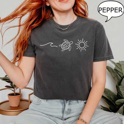 Comfort Colors® Ocean Turtle Sun T-Shirt, Summer Shirt, Gift For Women, Beach Shirt, Summer Women Shirt