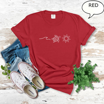 Comfort Colors® Ocean Turtle Sun T-Shirt, Summer Shirt, Gift For Women, Beach Shirt, Summer Women Shirt